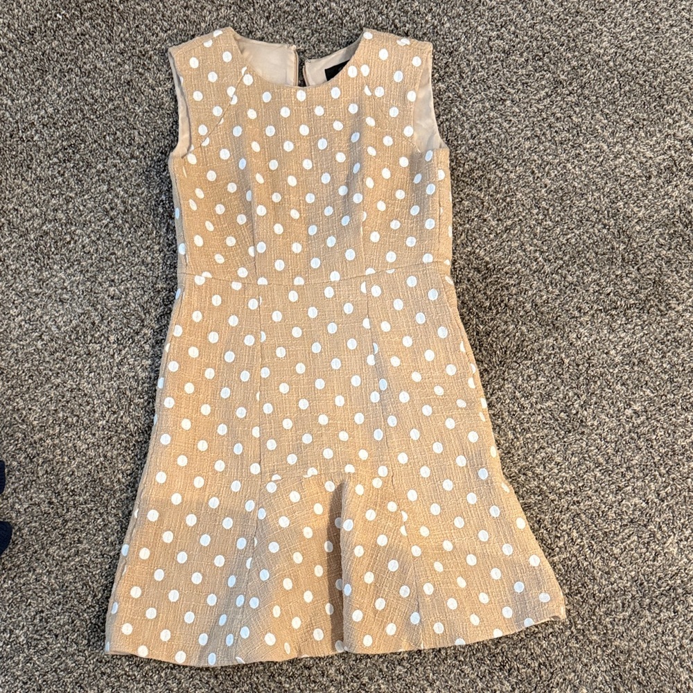 Polka Dot Women’s Dress - Tan and White